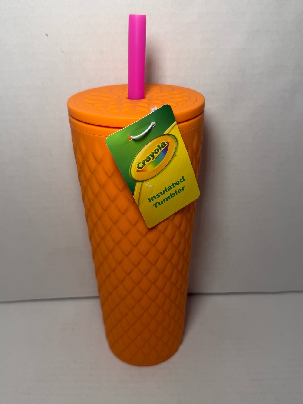 Crayola Insulated Tumbler 24 oz 709 ml BPA-Free w/ Lid & Straw Orange/Pink